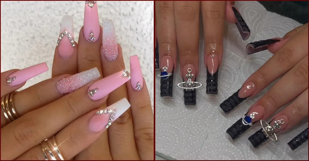 21 Eye-Catching Nail Art with Gems That Slay Mode