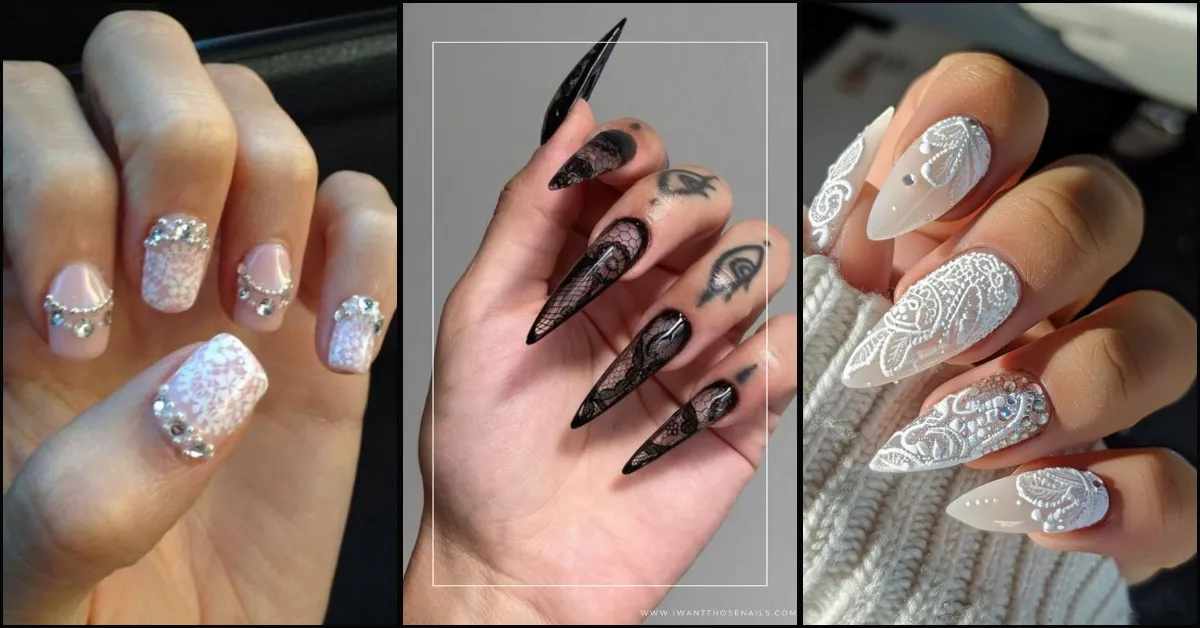 30 Striking Vintage Lace Nail Designs That Slay Mode