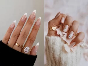 51 Elegance: 2025 Wedding Nails With Floral Pearl Studs