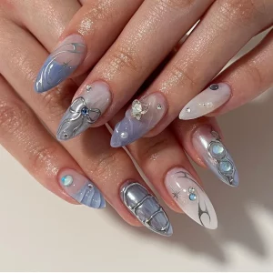 31 Elegant Almond Nail Inspo Ornate Crystals Trend