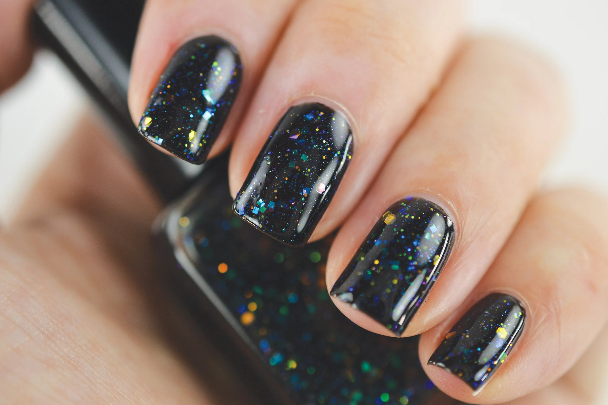 27 Luminous Black Shimmer Nail Art Midnight Glow