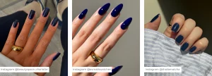 37 Stunning Deep Blue Nails With Gold Accents