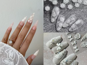 43 Elegant Floral Wedding Bridal Nails Inspiration