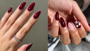 31 Chic Maroon Nail Art With Gold Vein Styles