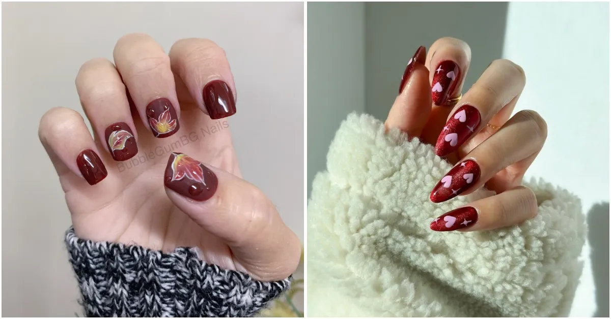 26 Radiant Nail Art Maroon Motif For Chic Nights