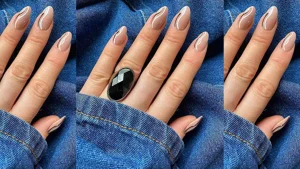 26 Neutral Nude Nail Geo Pattern - Chic Modern Look