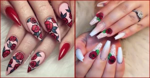 38 Trendy Red Rose Accent Nail Art Ideas