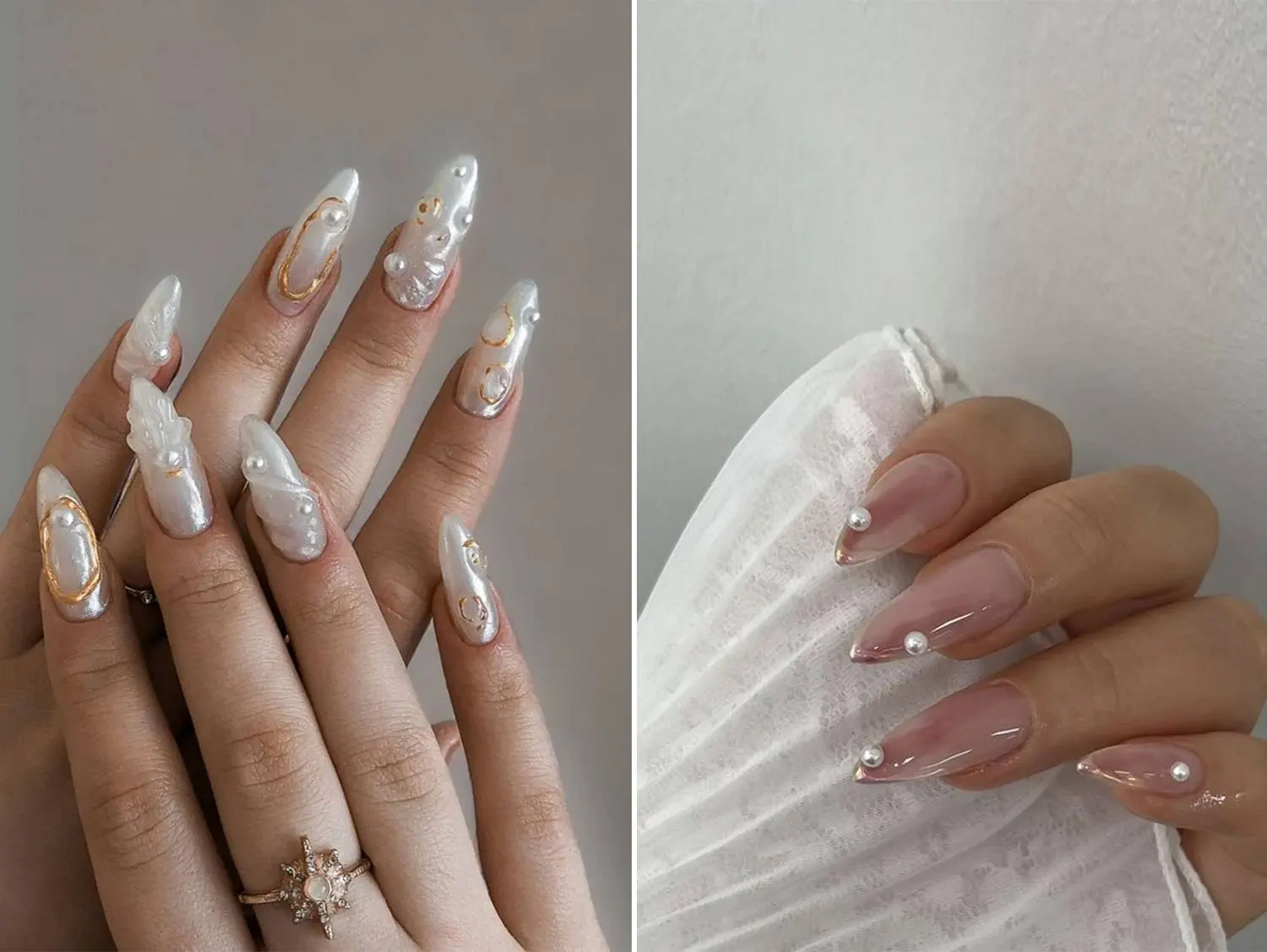 51 Chic Sparkling Pearl Wedding Nails For Bride Glimmer
