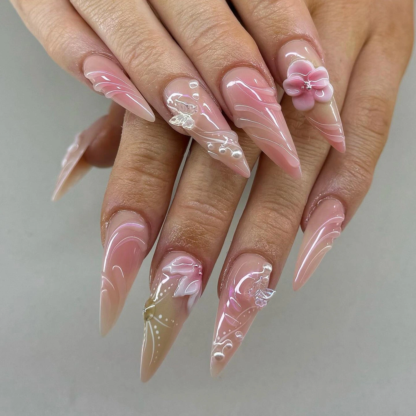 33 2025 Coffin Nails Pastel Galaxy Swirl — Chic