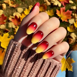 27 Autumn Leaf Gradient Nails: Warm Fall Glam