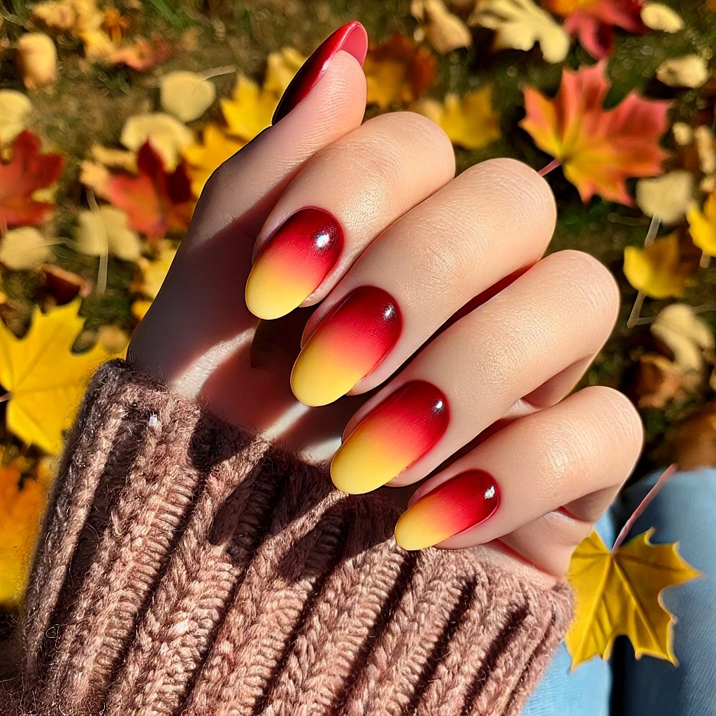 27 Stunning Autumn Leaf Gradient Nails For Autumn