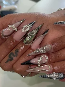 35 Crisp Black And Silver Nail Designs For Glam