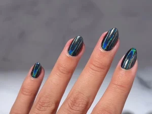 40 Best Black Nail Styles 2025 Metallic Finish