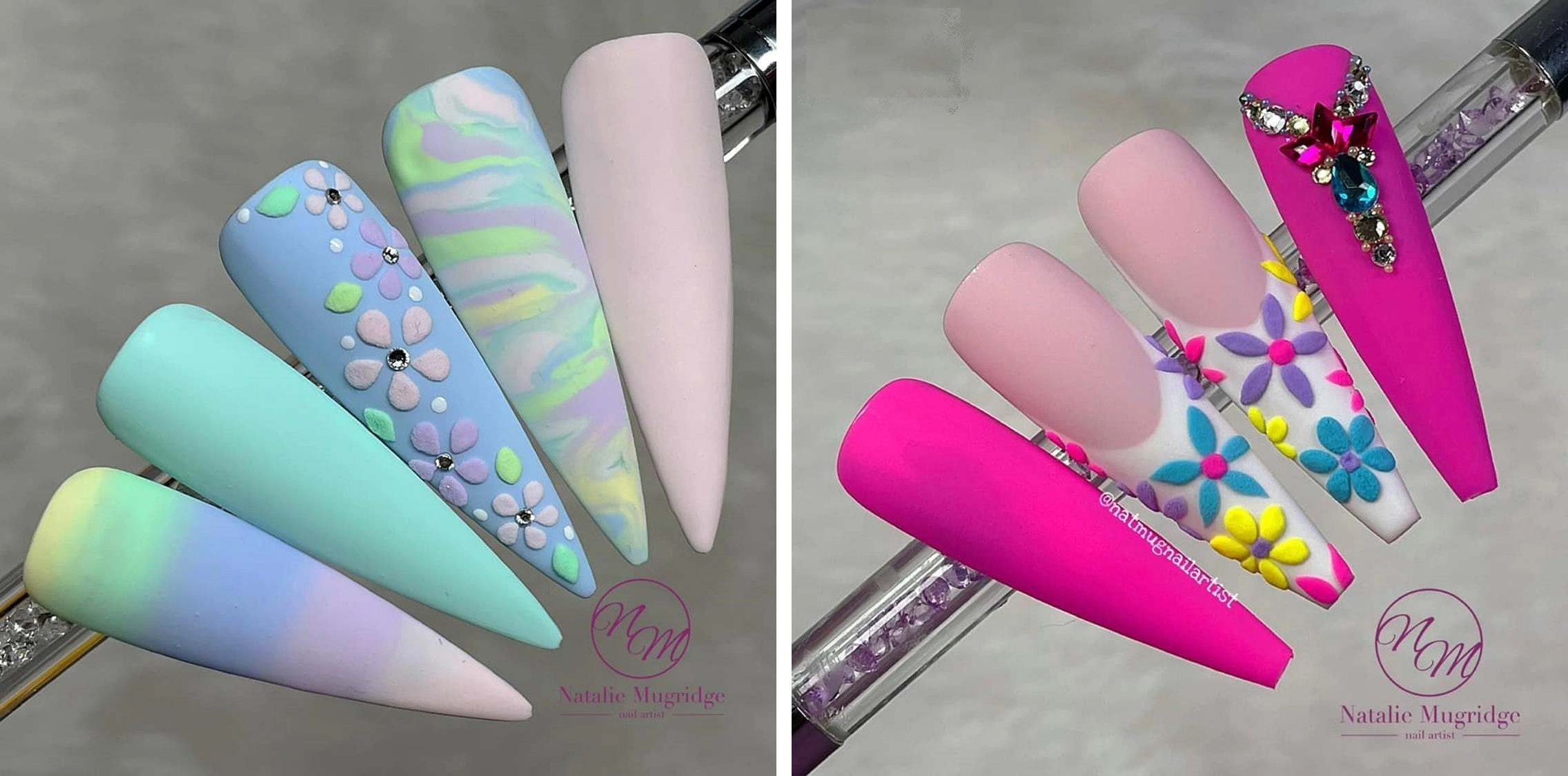 Bright Floral Nail Art Patterns