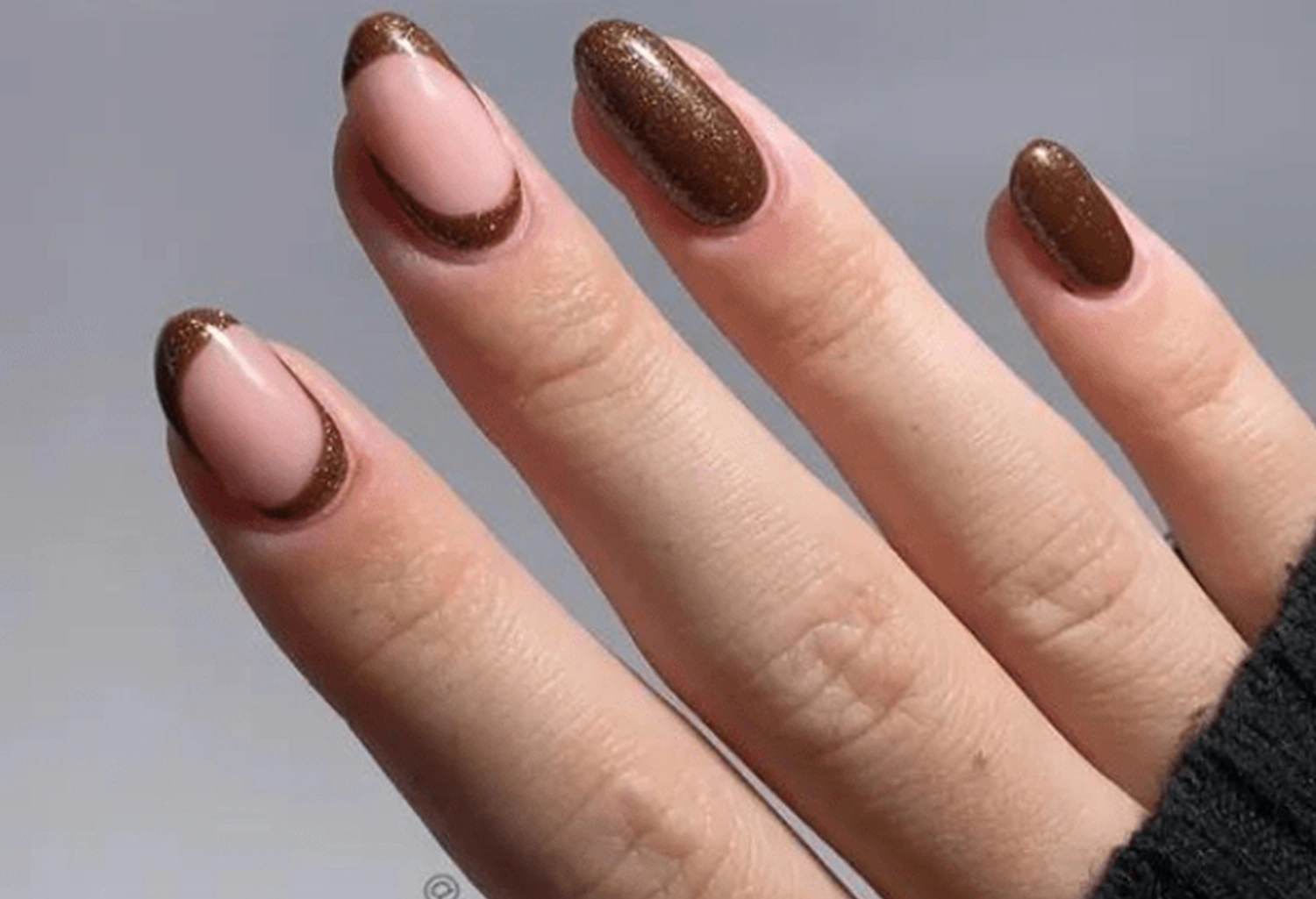 30 Brown Glitter Nails Floral Pattern Summer Glow