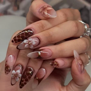 31 Elegant Brown Marbled Nails Design Trend