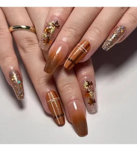 33 Chic Brown Ombre Nails With Gold