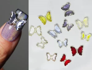 32 Butterfly Wing 3D Embellished Nails Chic Style