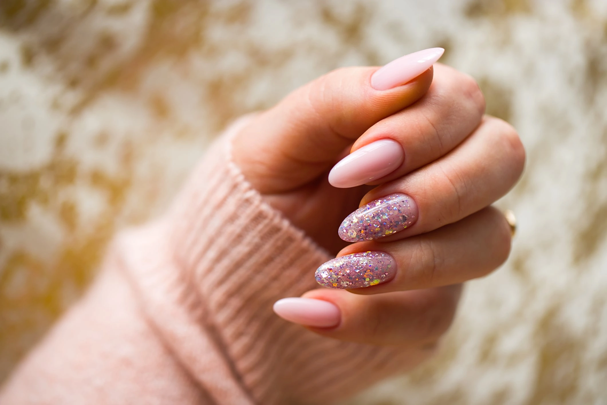 Cute Pink Nails With Glitter 2025