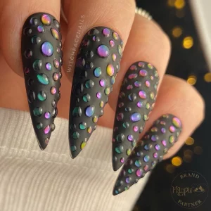 16 Dark Purple Nail Designs With 3D Crystals