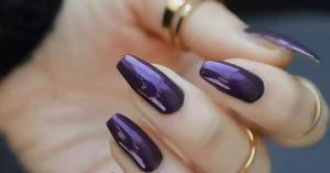 36 Dark Purple Nail Designs With Metallic Accents