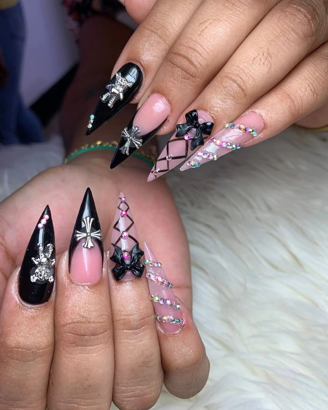 Edgy Stiletto Nail Designs Negative Space