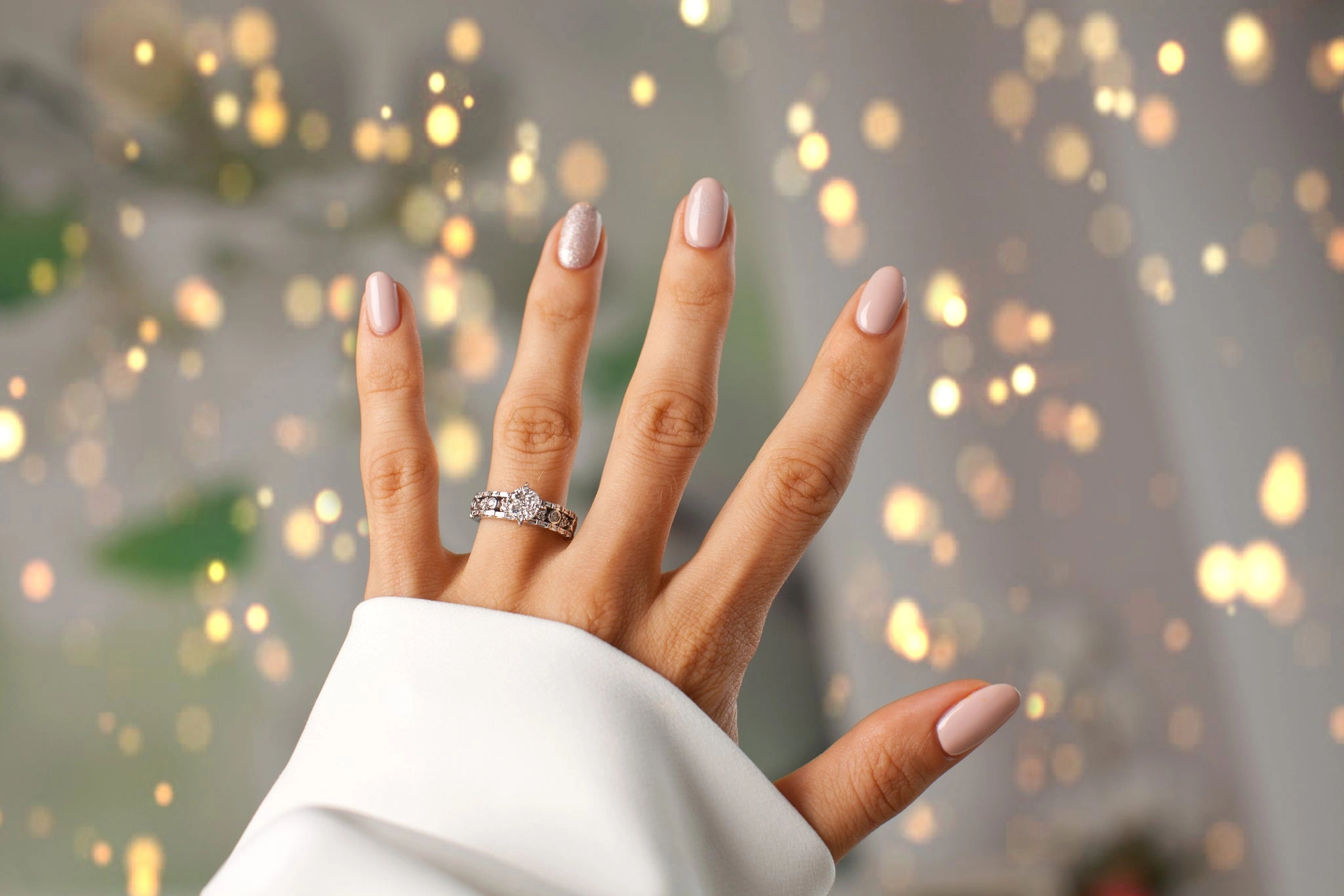 36 Elegant Engagement Nail Designs With Gold Sparkle