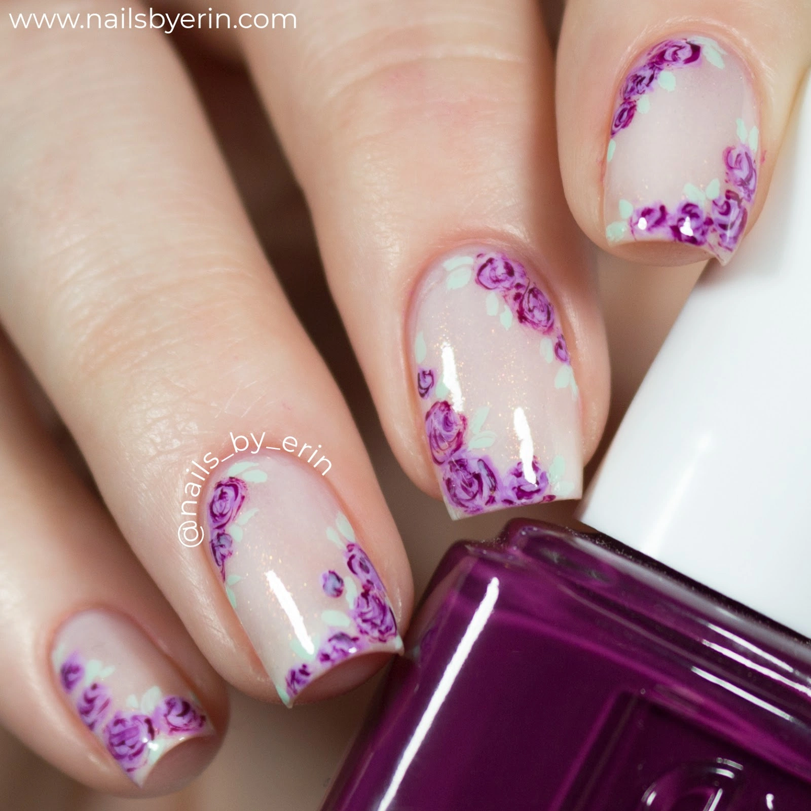 38 Graceful Floral Lilac Nail Art Design For Charm