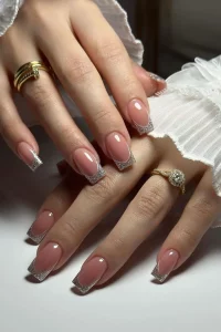 27 Trendsetting French Nail Designs With Glitter 2025