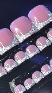 12 Chic French Toe Nails Subtle Glitter