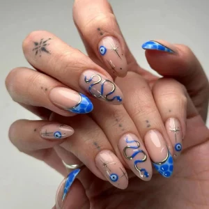 Explore Geometric Blue Nail Designs 2025 For Trendy Look