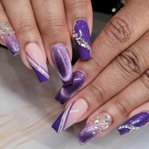 Glitter Purple Nail Inspiration Ideas For Stunning Nights