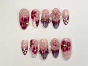 26 Elegant Gradient Floral Nail Design Palette
