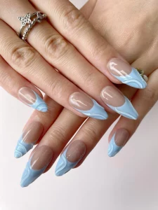 22 Stunning Light Blue Pastel Gradient Nails Trends