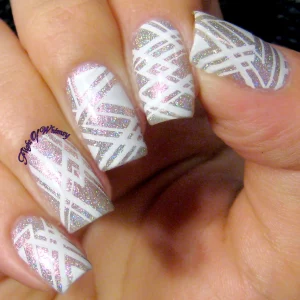 33 Light Purple Geometric Nail Art: Bold Chic Swirls