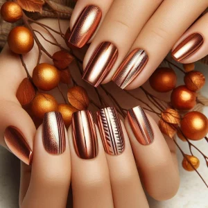 33 Maroon Geometric Motif Nail Trend 2025