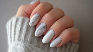 Elegant Minimalist White Marbled Nail Art Trends