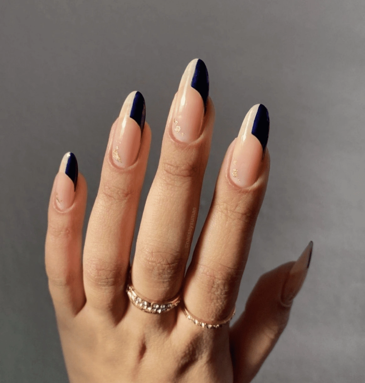 Nail Art Navy Fractal Pattern