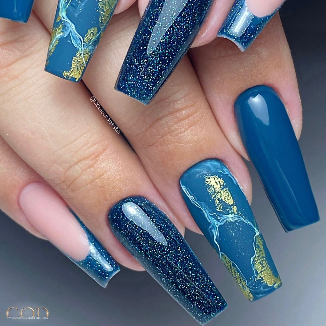 14 Sparkling Nail French Metallic Leaf Motif For Glow