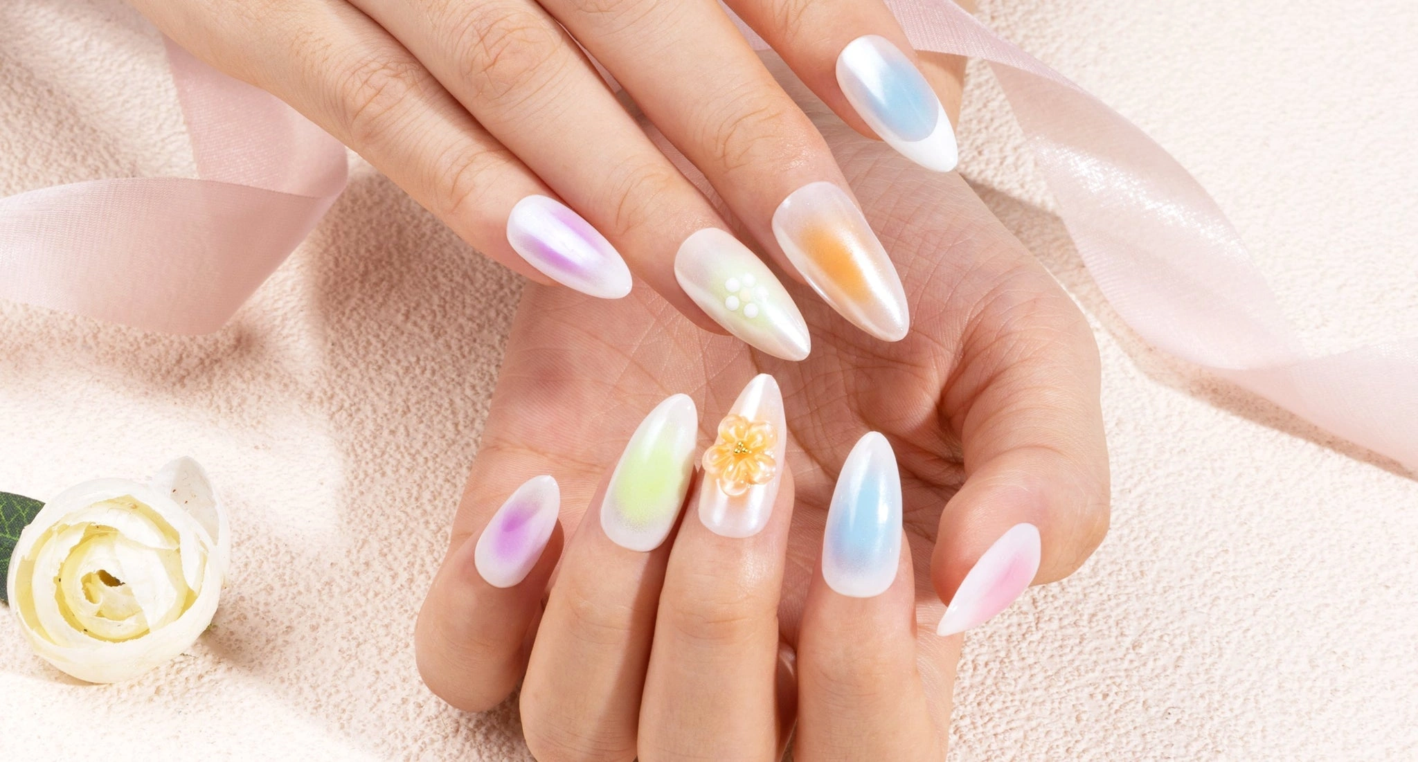 26 Bold Nail Glitter 3D Extension Trend 2025 Sunrise