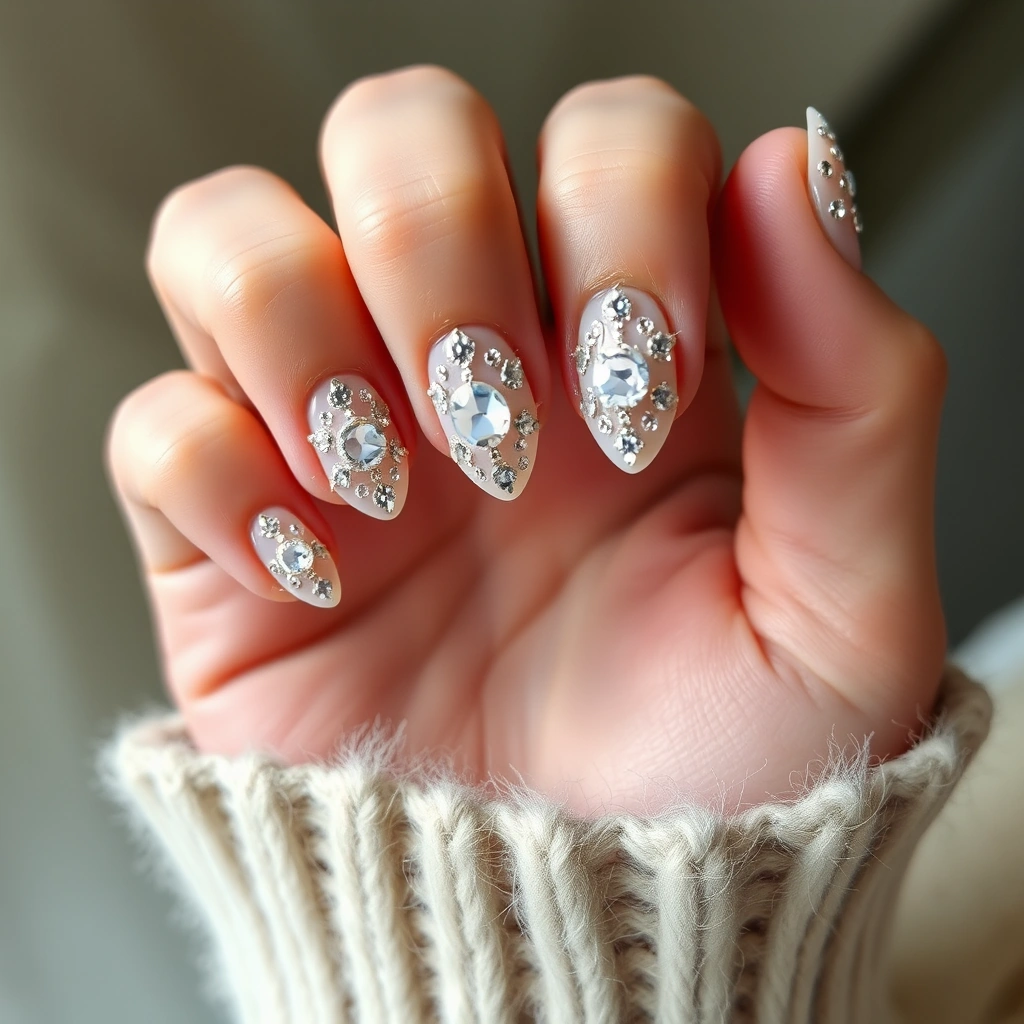9 Radiant Oval Nail Designs With Glitter Rim To Shine