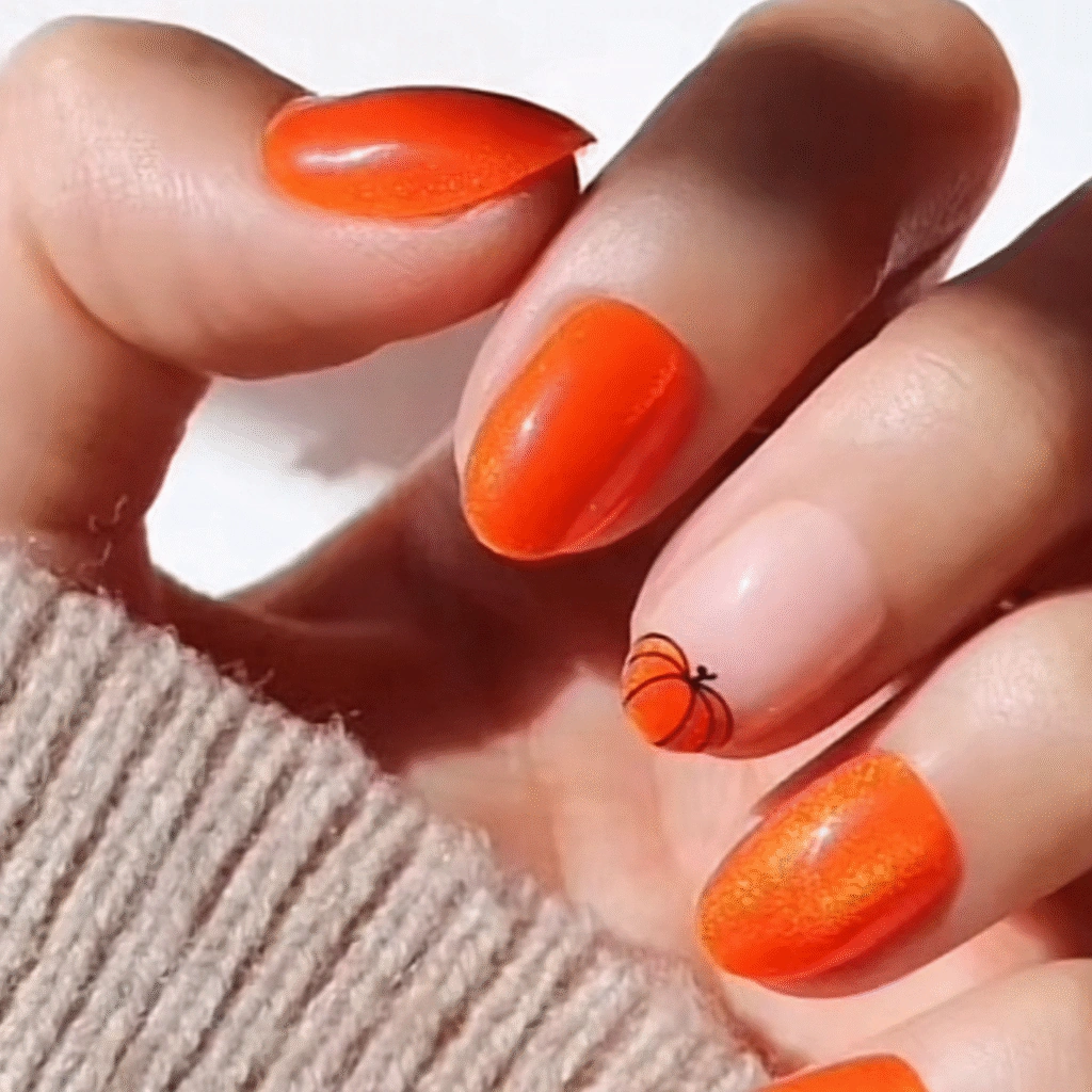 30 Glowing Pumpkin Nail Models 2025 Halloween: Shine On