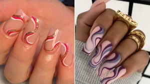 29 Bold Red Nail Luminous Abstract Swirl Motif Dazzles