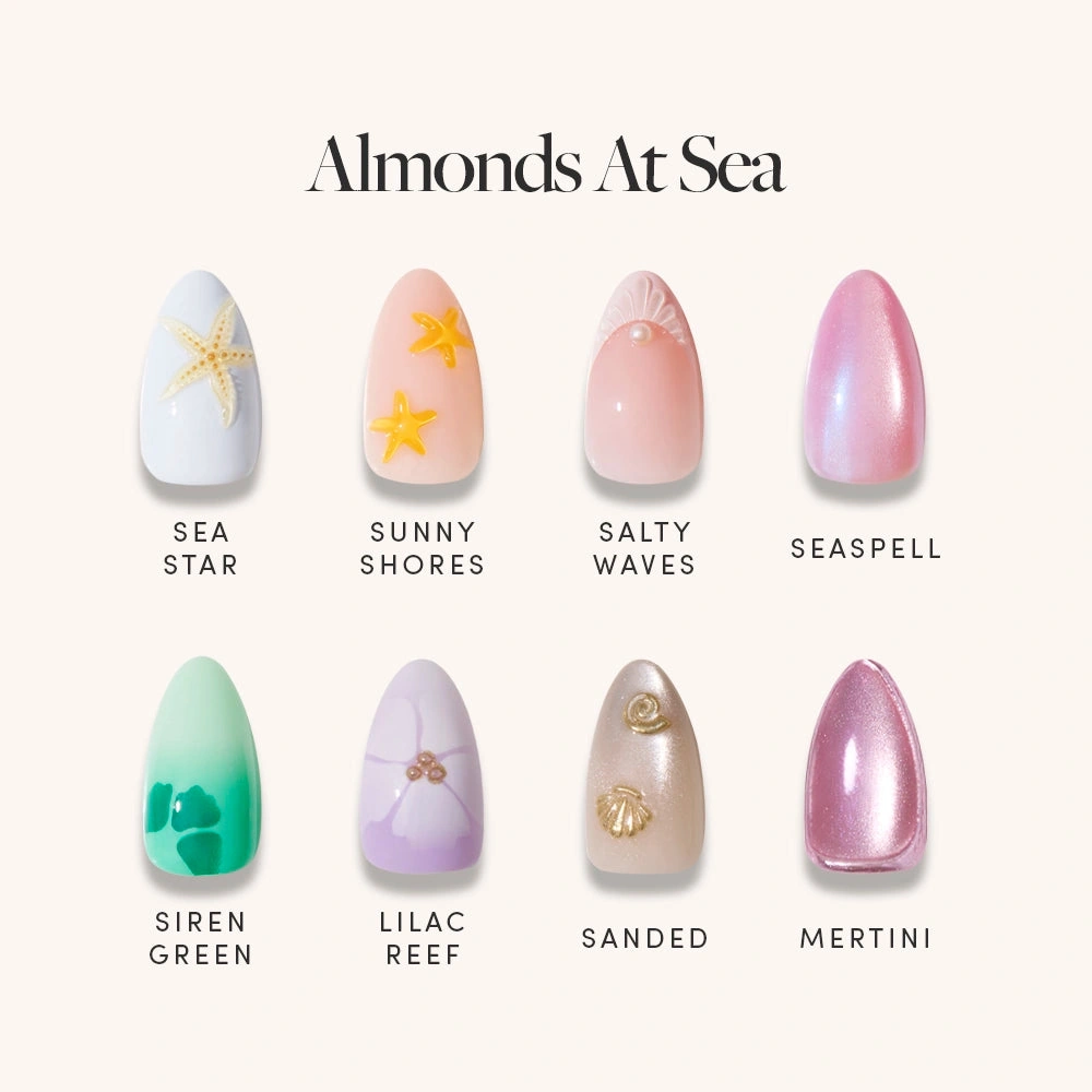 25 Luminous Reef Shell Summer Short Nails Shine