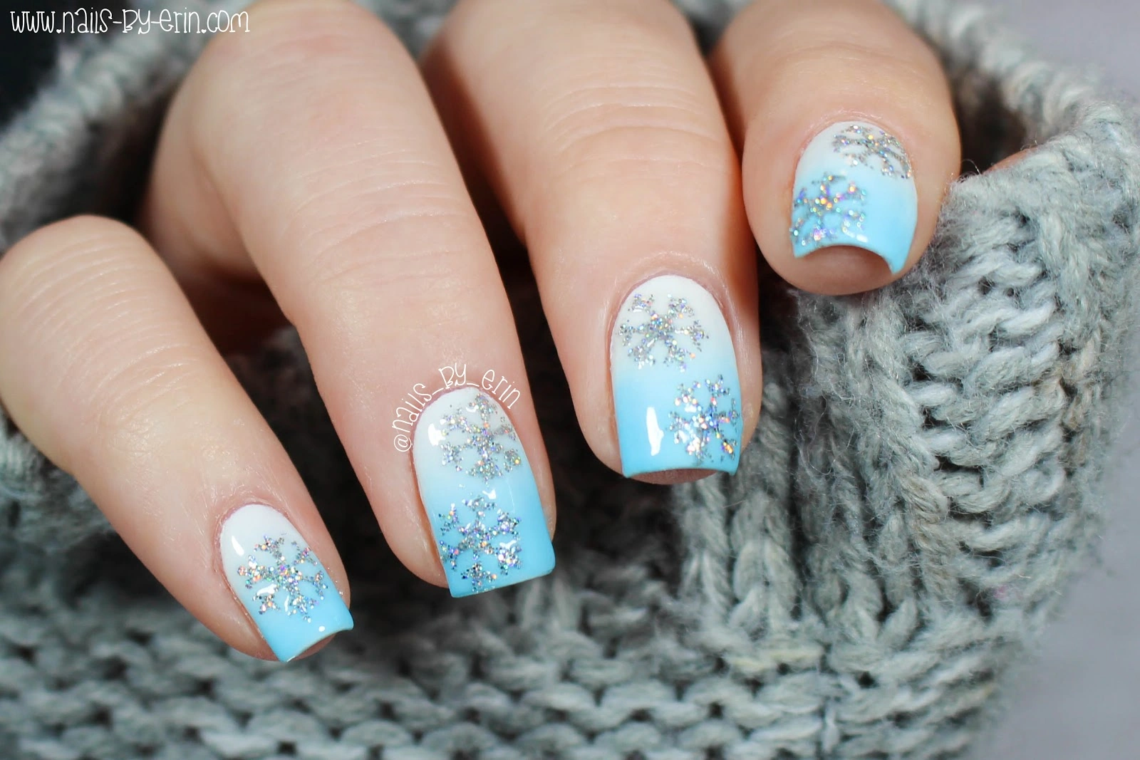 Snowflake Glitter Nail Art