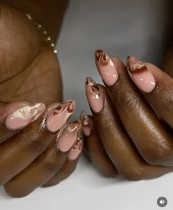24 Chic Elegance With Soft Champagne Brown Nail Art