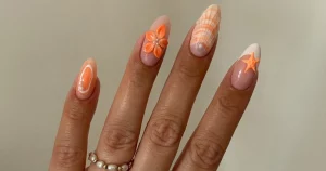 33 Coastal Vibes With Summer Orange Tropical Reef Nails