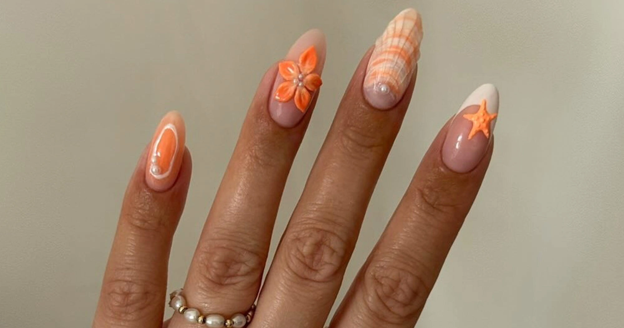 33 Bright Summer Orange Tropical Reef Nails Wave