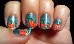 36 Pumpkin Leaf Patterned Nails: Fall Fresh Nail Art