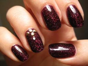 23 Stunning Sparkling Burgundy Accent Nails
